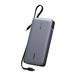 Powerbank 25000mAh Ugreen PB552, 165W, USB + USB-C, eingebaut kabel (grau)