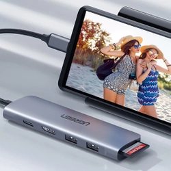Adapter HUB UGREEN CM195 USB-C do HDMI, 2x USB-A 3.0, SD/TF, PD