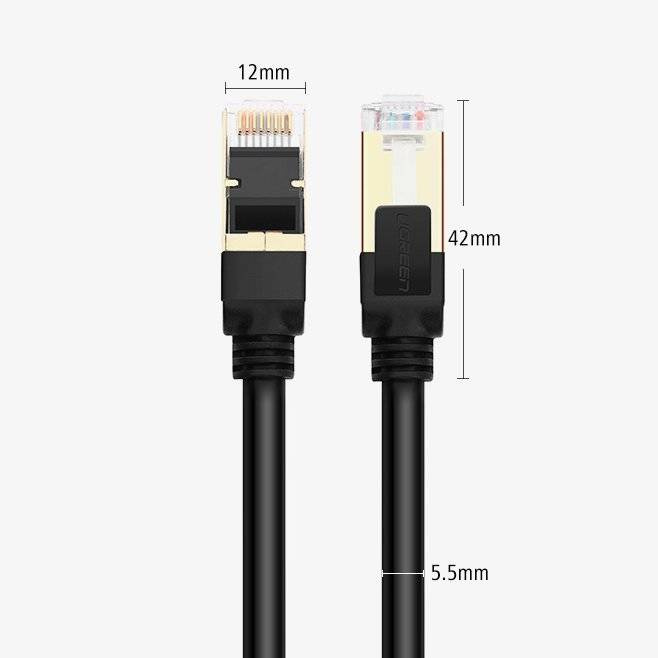 Ugreen Cable Internetkabel Netzwerk Ethernet Patchkabel RJ45 Cat 7 STP LAN 10 Gbps 1m Schwarz (NW107 11268)