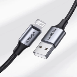 Kabel Lightning do USB UGREEN 2.4A US199, 1.5m (czarny)