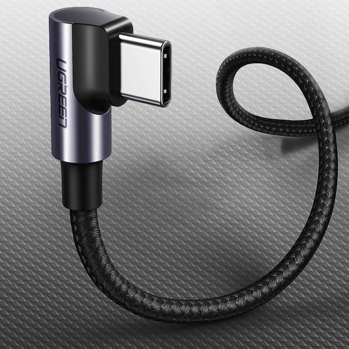 Ugreen angled cable USB Type C - USB Type C Power Delivery 60 W 20 V 3 A 2 m black-gray cable (US255 50125)