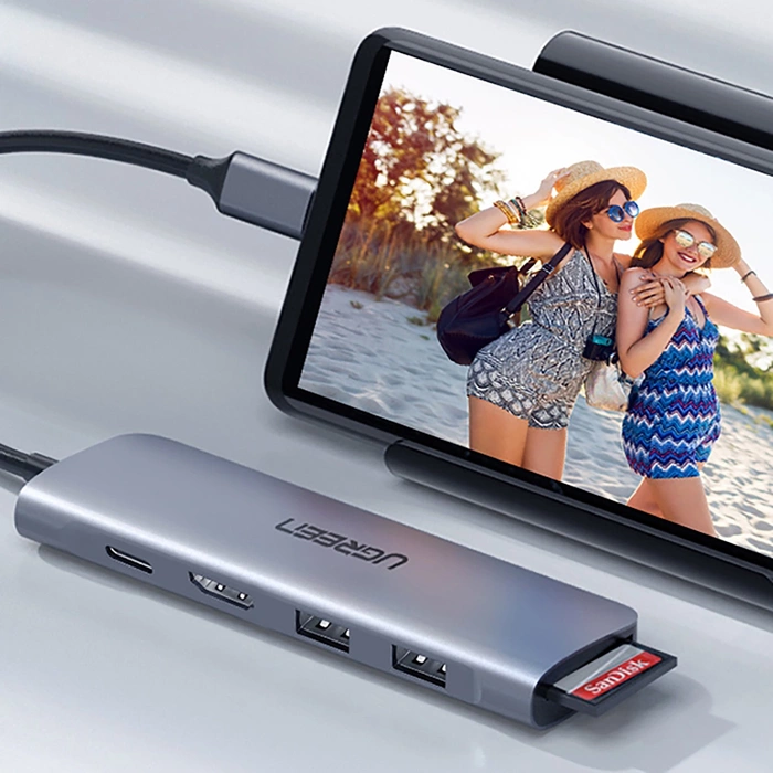 Adapter HUB UGREEN CM195 USB-C auf HDMI, 2x USB-A 3.0, SD/TF, PD