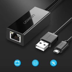 Ugreen 30985 external network card for Chromecast with micro USB / USB-A connectors 100Mb/s 1m - black
