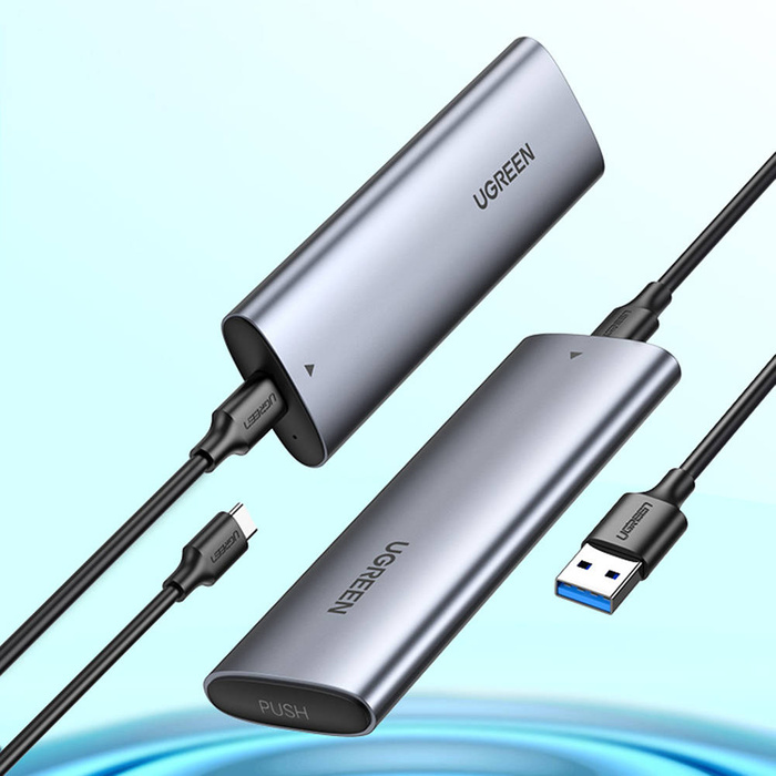 Ugreen Festplattenschacht M.2 B-Key SATA 3.0 5 Gbps Grau + USB Typ C Kabel (CM400)