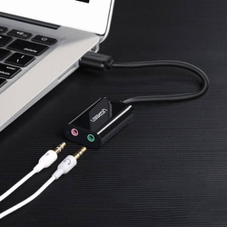 Ugreen externe Soundkarte Musikadapter USB - 3,5 mm Miniklinke 15 cm weiß (US205 30143)