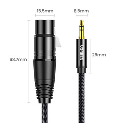 Ugreen kabel audio 3.5mm mini jack (męski) - XLR (żeński) 1m czarny (AV182)