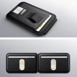 Portfel magnetyczny z funkcją podstawki i uchwytu do iPhone MagSafe, Ugreen LP836, skórzany (czarny)