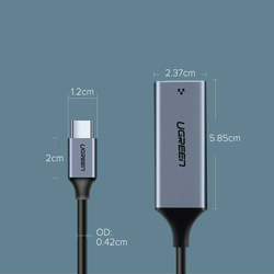 Ugreen externer Netzwerkadapter RJ45 - USB Typ C (1000 Mbps / 1 Gbps) Gigabit Ethernet grau (CM199)