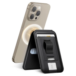 Portfel magnetyczny z funkcją podstawki i uchwytu do iPhone MagSafe, Ugreen LP836, skórzany (czarny)