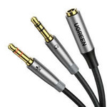 Ugreen kabel rozdzielacz AUX 3,5 mm mini jack (żeński) - 2x 3,5 mm mini jack (męski - mikrofon i słuchawki) srebrny (AV193 50255)