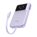 Powerbank magnetyczny 10000mAh Ugreen Uno PB511, USB + USB-C Z Kablem 30W Fioletowy