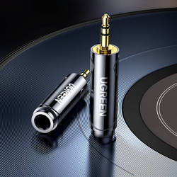 Ugreen adapter przejściówka audio z 3.5mm (męski) na 6,35mm mini jack (żeński) szary (AV168)
