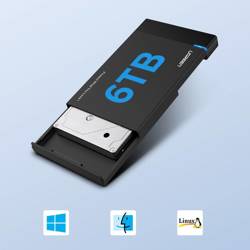 Ugreen kieszeń na dysk HDD SSD obudowa dysku SATA 2,5'' USB 3.2 Gen 1 (5 Gbps) micro USB SuperSpeed + kabel 0,5 m czarny (US221 30848)